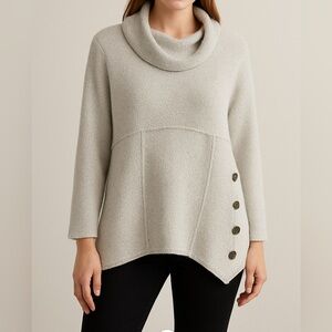 Soft Surroundings Cozy White Cowl Neck‎ Sweater PL